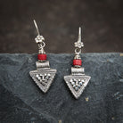 Sterling Silver and Coral Triangle Earrings - Beyond Biasa