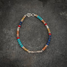 Turquoise, Lapis Lazuli and Coral Bracelet with Sterling Silver Copper and Brass - Beyond Biasa