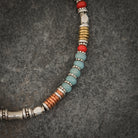 Turquoise, Amazonite and Coral Bracelet with Sterling Silver Copper and Brass - Beyond Biasa