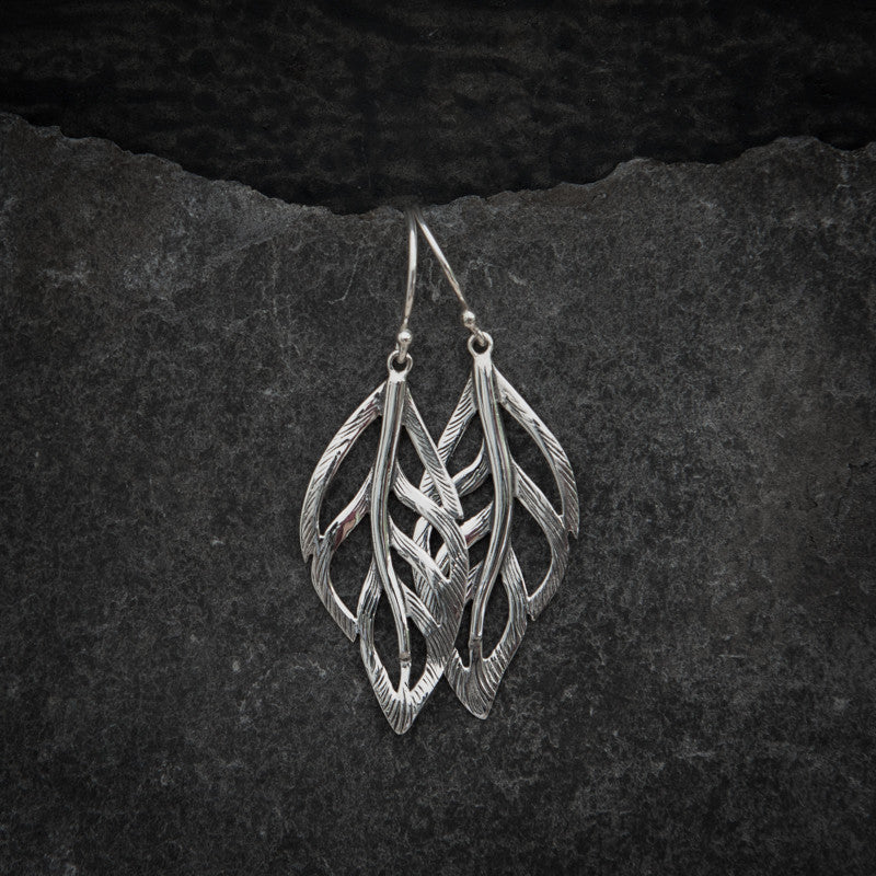 Sterling Silver Leaf Drop Earrings - Beyond Biasa