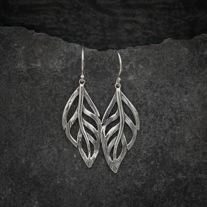 Sterling Silver Leaf Drop Earrings - Beyond Biasa