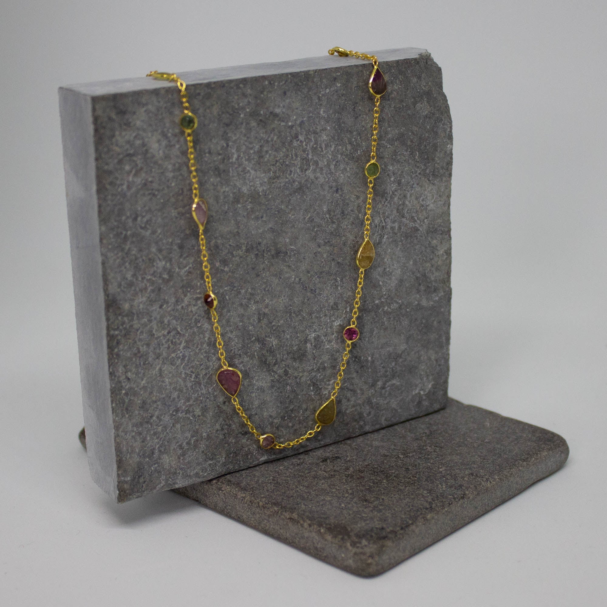 Dainty 18k gold vermeil and tourmaline gemstone necklace | Beyond Biasa