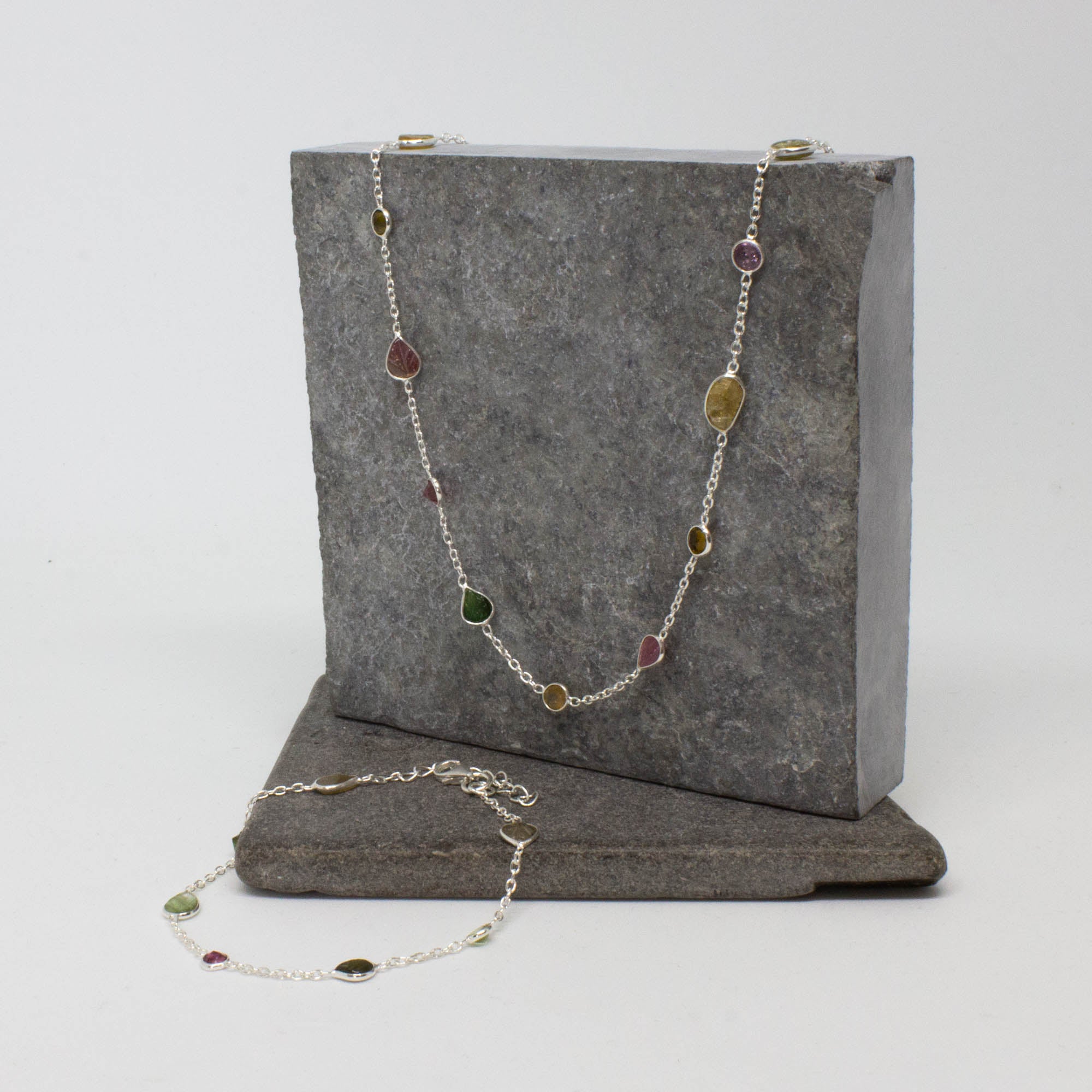 Dainty sterling silver and tourmaline gemstone necklace | Beyond Biasa