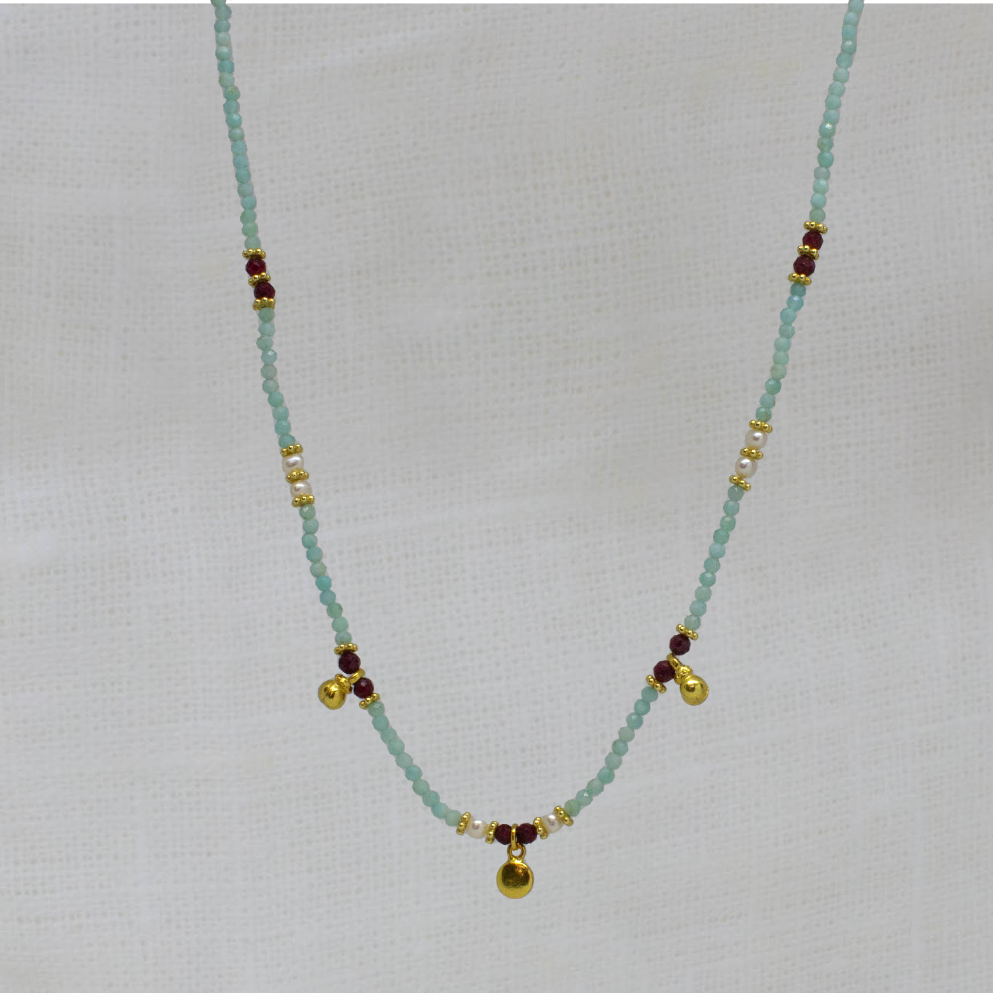 Flora Gemstone Beaded Necklace in Amazonite - Beyond Biasa