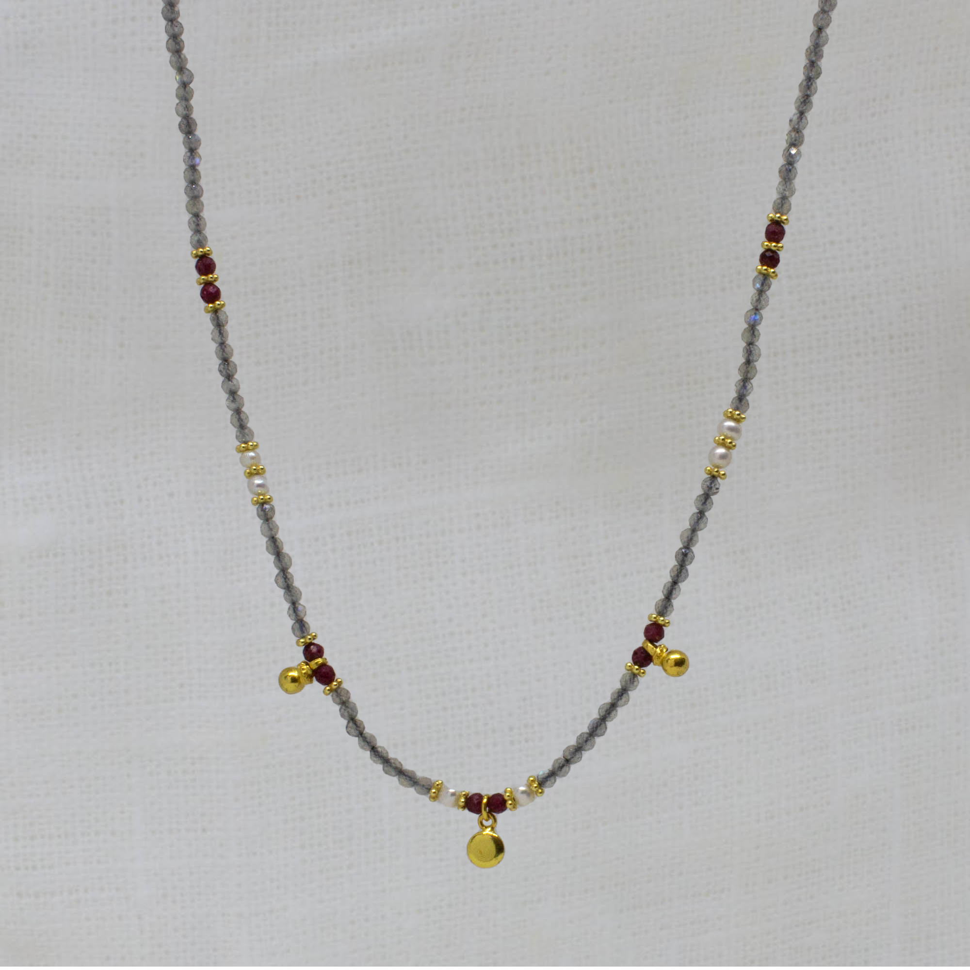 Flora Gemstone Beaded Necklace in Labradorite - Beyond Biasa