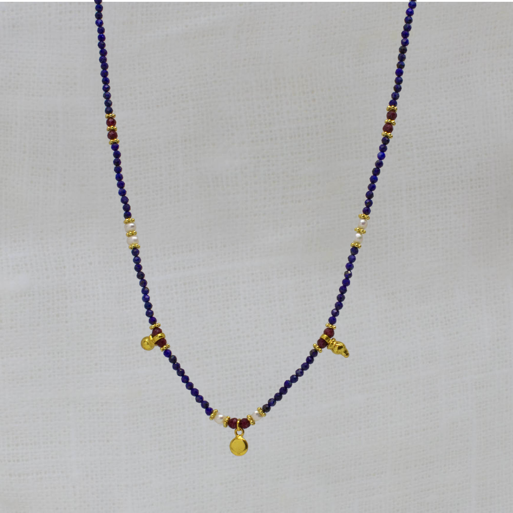 Flora Gemstone Beaded Necklace in Lapis Lazuli - Beyond Biasa