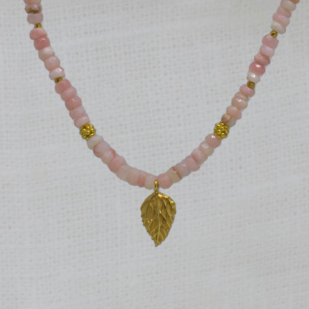 Gemstone Hazel Leaf Beaded Necklace - Beyond Biasa