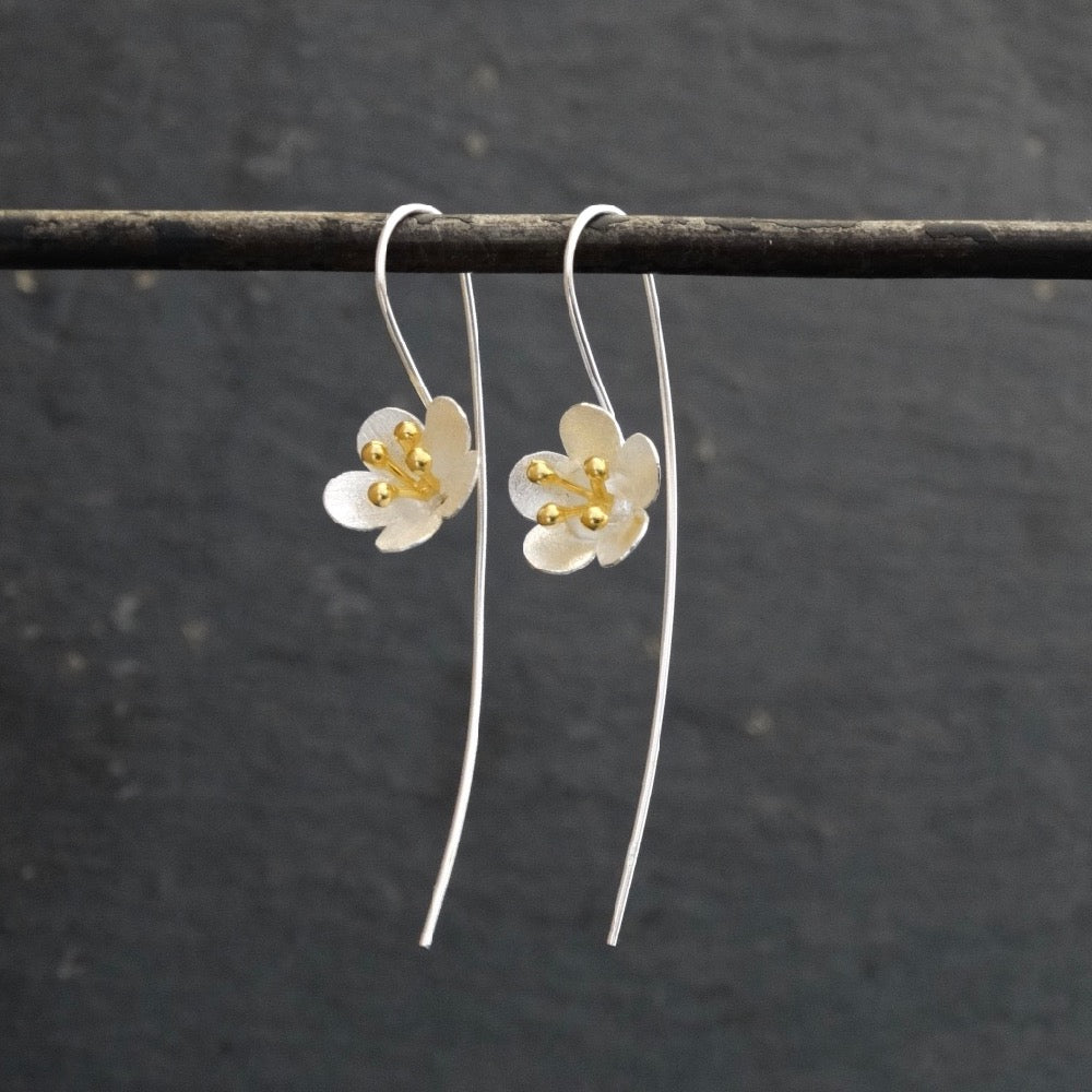 Buttercup Earrings in Brushed Silver and Gold Vermeil - Beyond Biasa