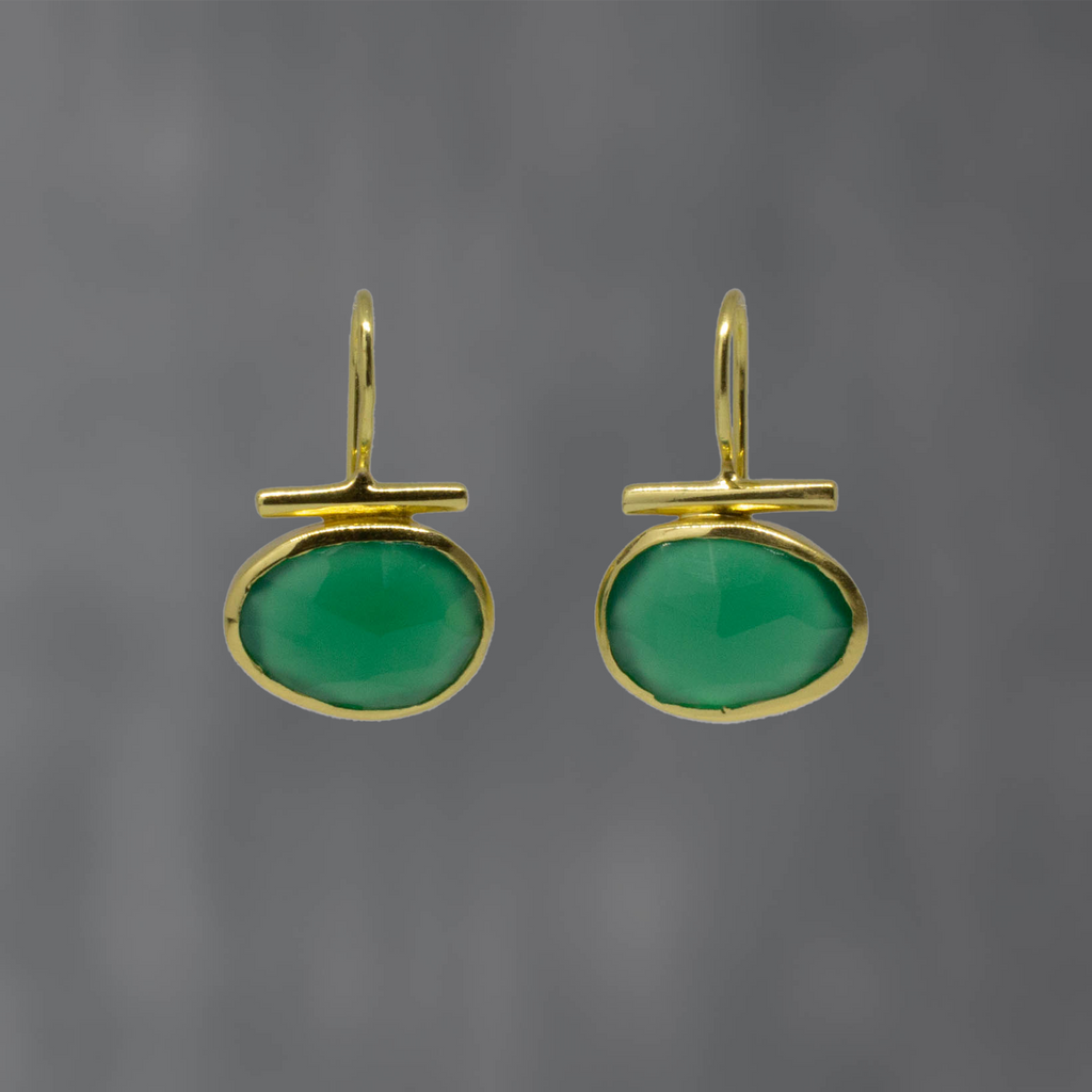 Gemstone and Gold Bar Earrings - Beyond Biasa