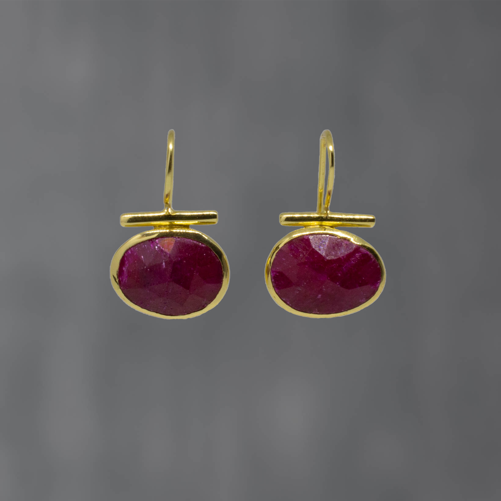 Gemstone and Gold Bar Earrings - Beyond Biasa