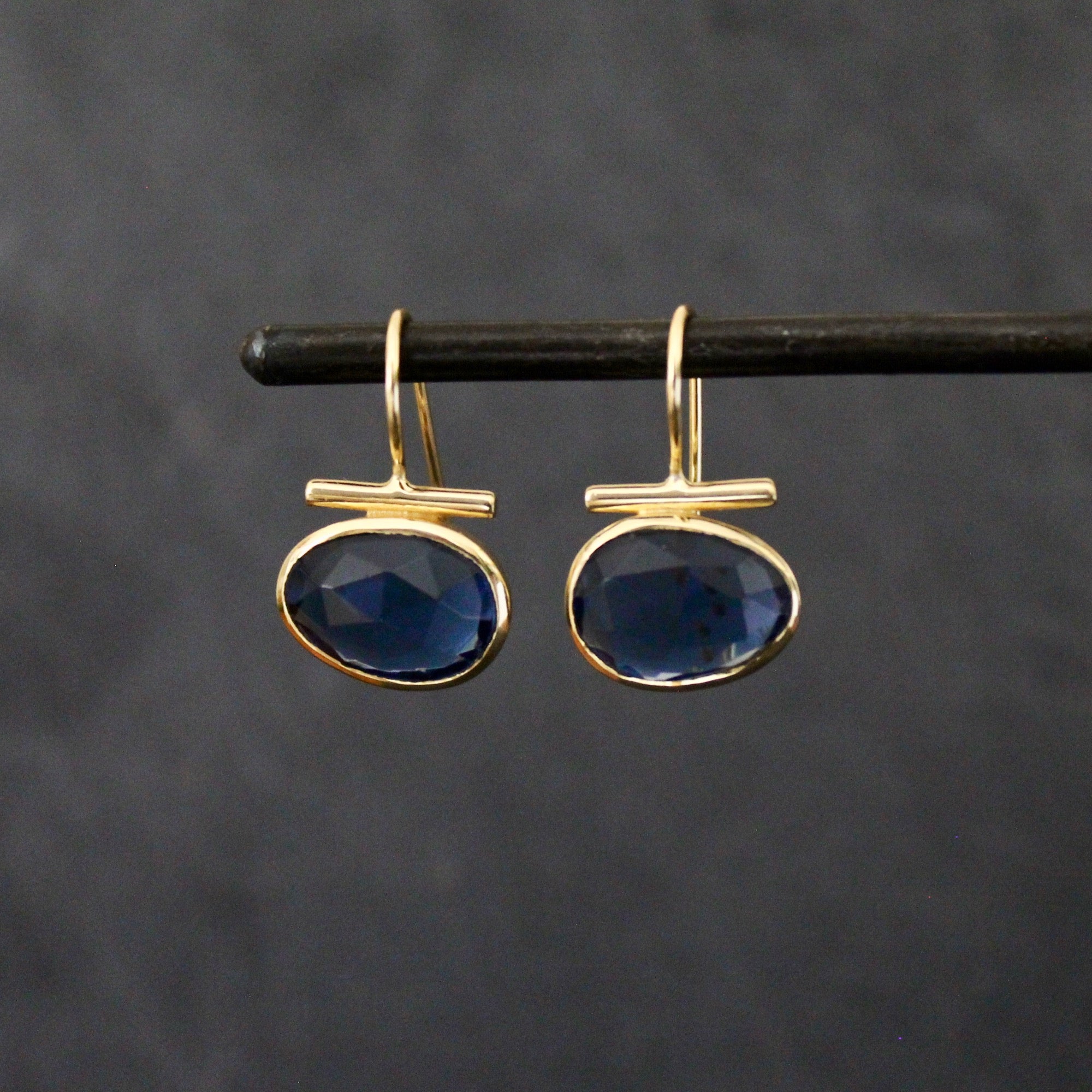 Gemstone and Gold Bar Earrings - Beyond Biasa