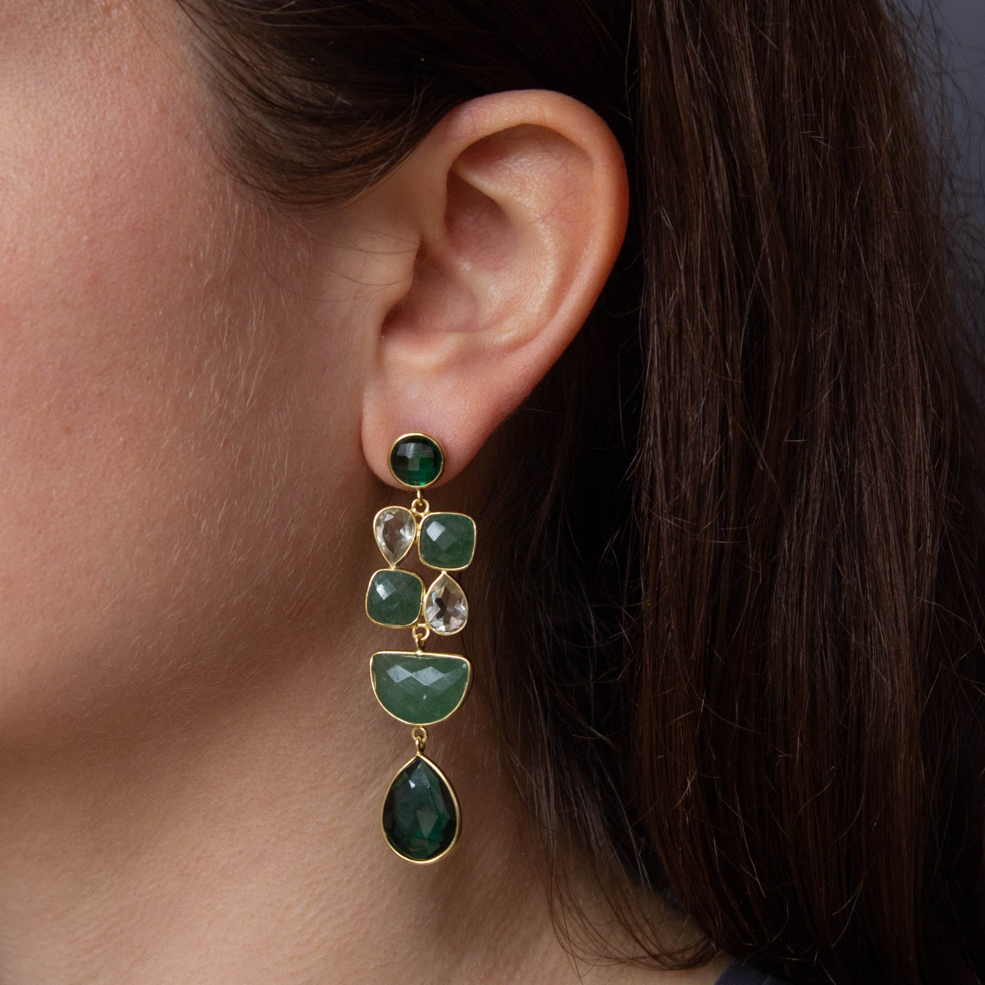 Green quartz earrings discount