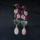 Rose Quartz, Ruby and Labradorite Multi Stone Earrings