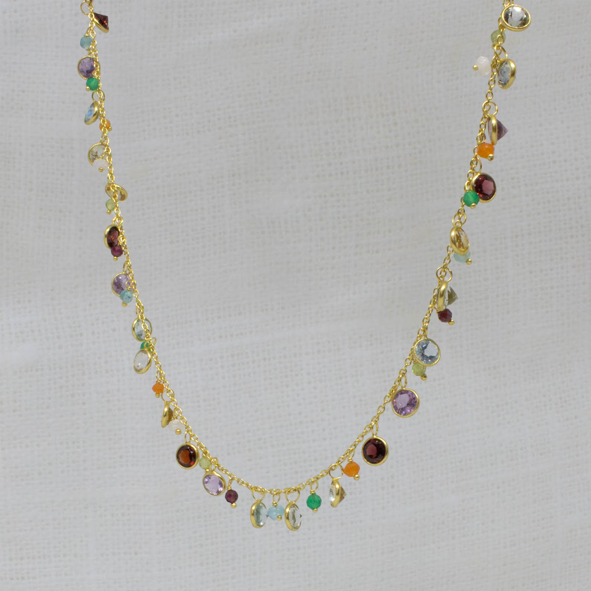 Multi Gemstone Short Layering Necklace in 18k Gold Vermeil