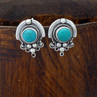 Turquoise and Sterling Silver Detail Stud Earrings - Beyond Biasa
