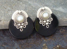 Black Onyx and Freshwater Pearl Stud Earrings - Beyond Biasa