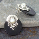 Black Onyx and Freshwater Pearl Stud Earrings - Beyond Biasa