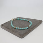 Blue amazonite gemstone beaded bracelet with handmade sterling silver - Beyond Biasa