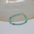 Blue amazonite gemstone beaded bracelet with handmade sterling silver - Beyond Biasa