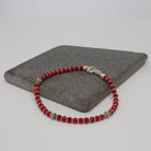Red Coral Gemstone and Silver Beaded Stacking Bracelet - Beyond Biasa