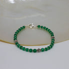 Faceted green onyx gemstone beaded stacking bracelet in sterling silver - Beyond Biasa