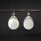 Mother of Pearl and Silver Granulation Teardrop Earrings - Beyond Biasa