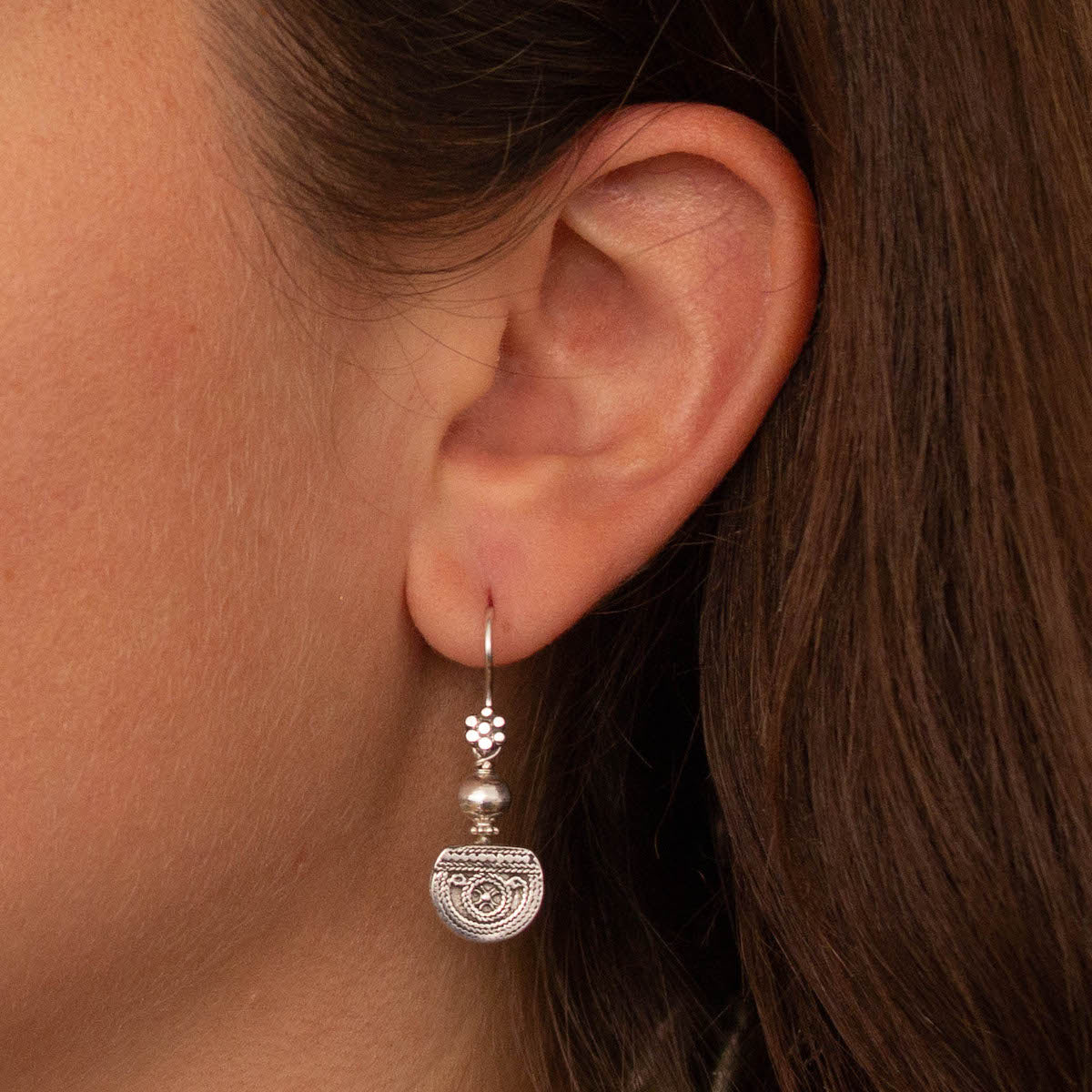 Sterling Silver Detail Drop Earrings - Beyond Biasa