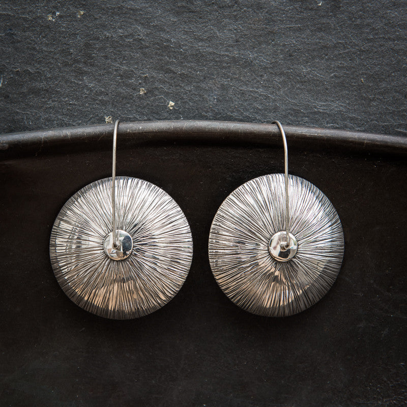 Sterling Silver 'Scratched' Disc Earrings - Beyond Biasa