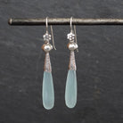 Aqua Chalcedony and Silver Granulation Earrings - Beyond Biasa