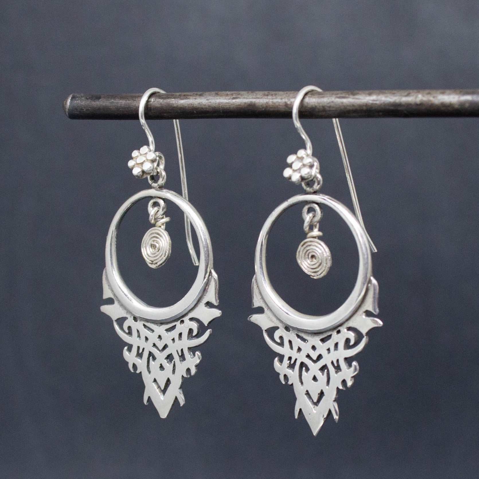 Sterling Silver Art Deco Inspired Drop Earrings - Beyond Biasa