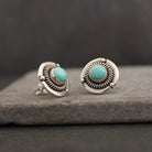 Turquoise and Silver Detailed Stud Earrings - Beyond Biasa