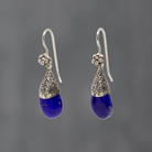 Lapis Lazuli and Silver Granulation Drop Earrings - Beyond Biasa