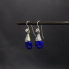 Lapis Lazuli and Silver Granulation Drop Earrings - Beyond Biasa
