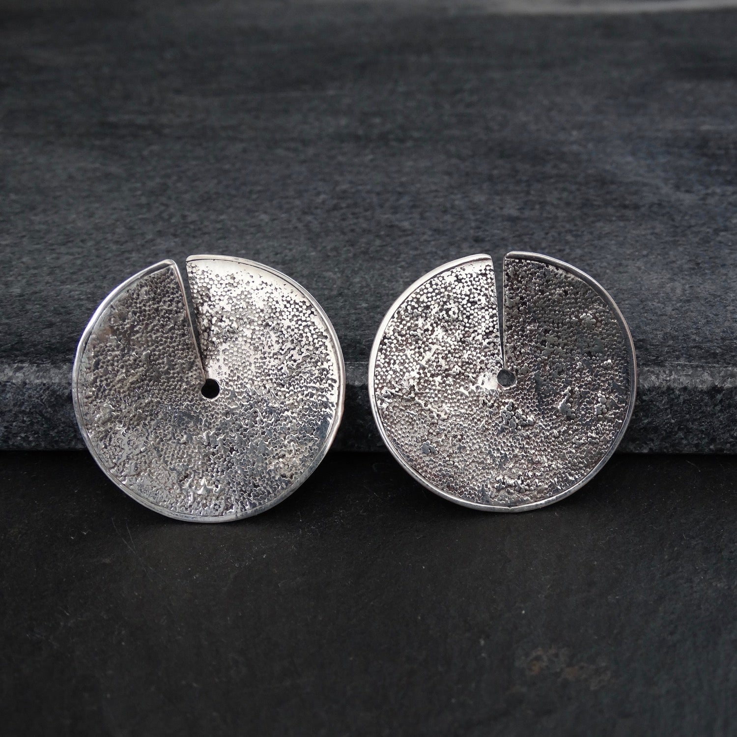 Sterling Silver Granulation Disc Earrings - Beyond Biasa