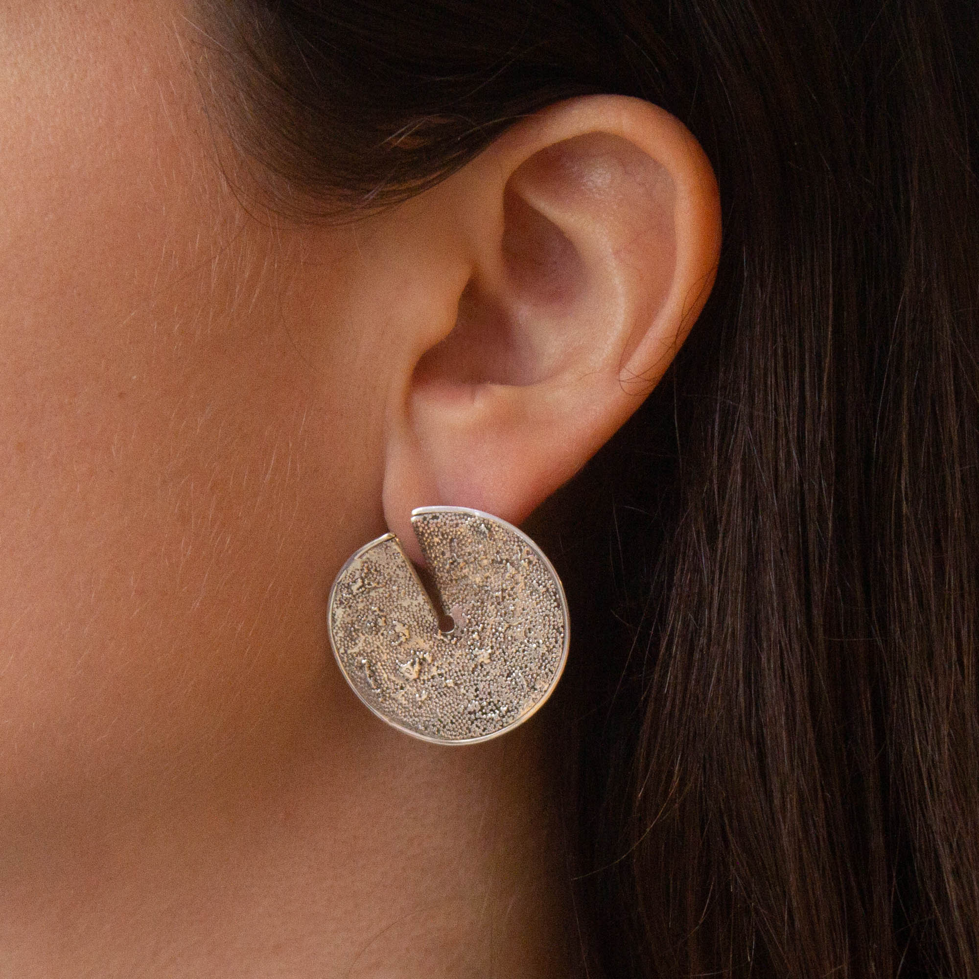 Sterling silver hot sale disk earrings