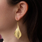 Brushed Gold Ray Leaf Earrings