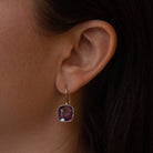 Amethyst and Silver Square Drop Hook Earrings - Beyond Biasa