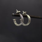 Oxidised Silver Ridged Hoop Earrings with Stud Fitting | Beyond Biasa