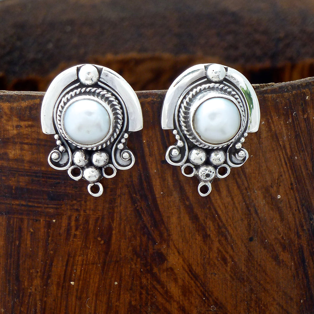 Pearl and Sterling Silver Detail Stud Earrings - Beyond Biasa