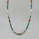 Mixed Metals and Gemstone Feature Bead Necklace - Beyond Biasa