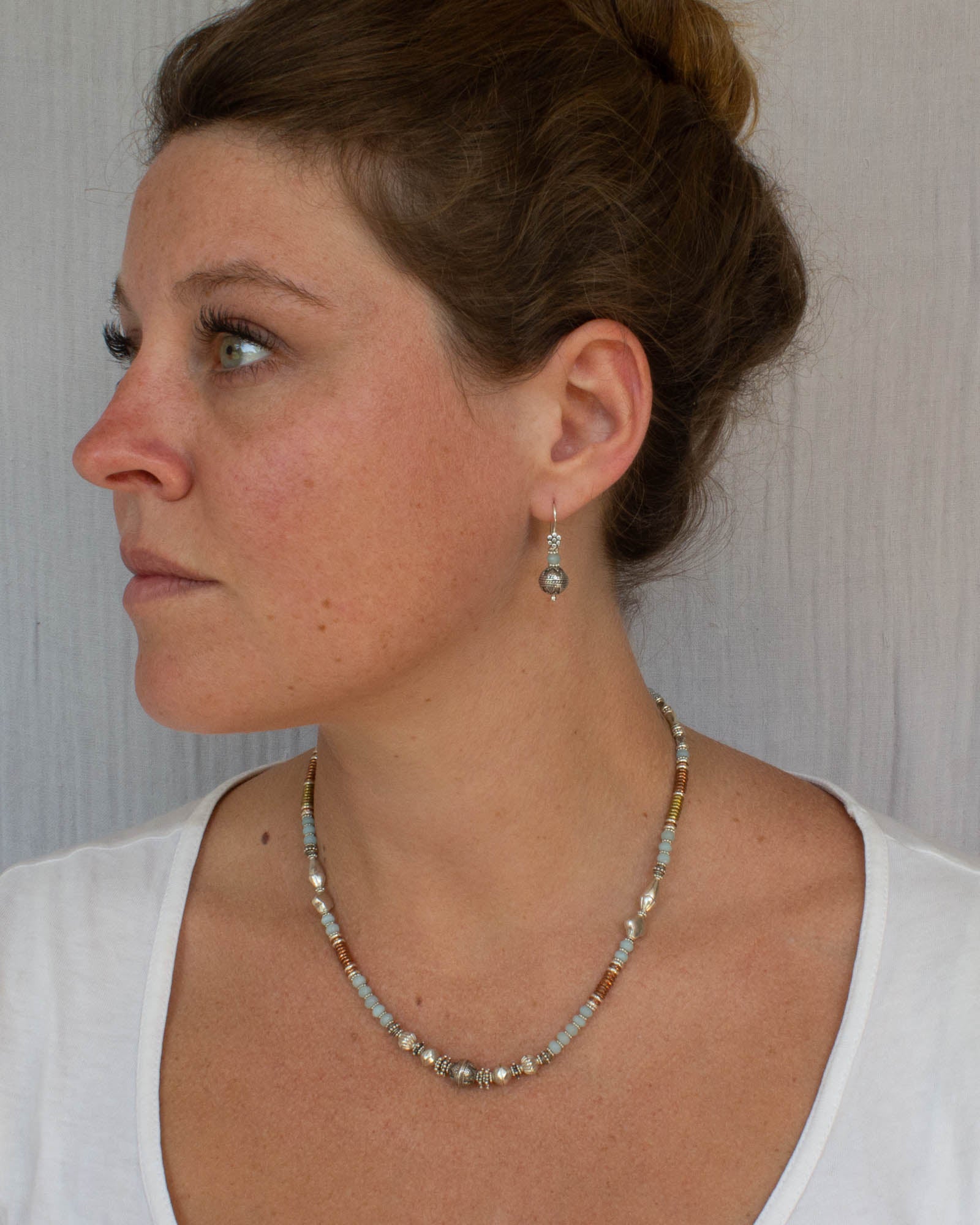 Mixed Metals and Gemstone Feature Bead Necklace - Beyond Biasa