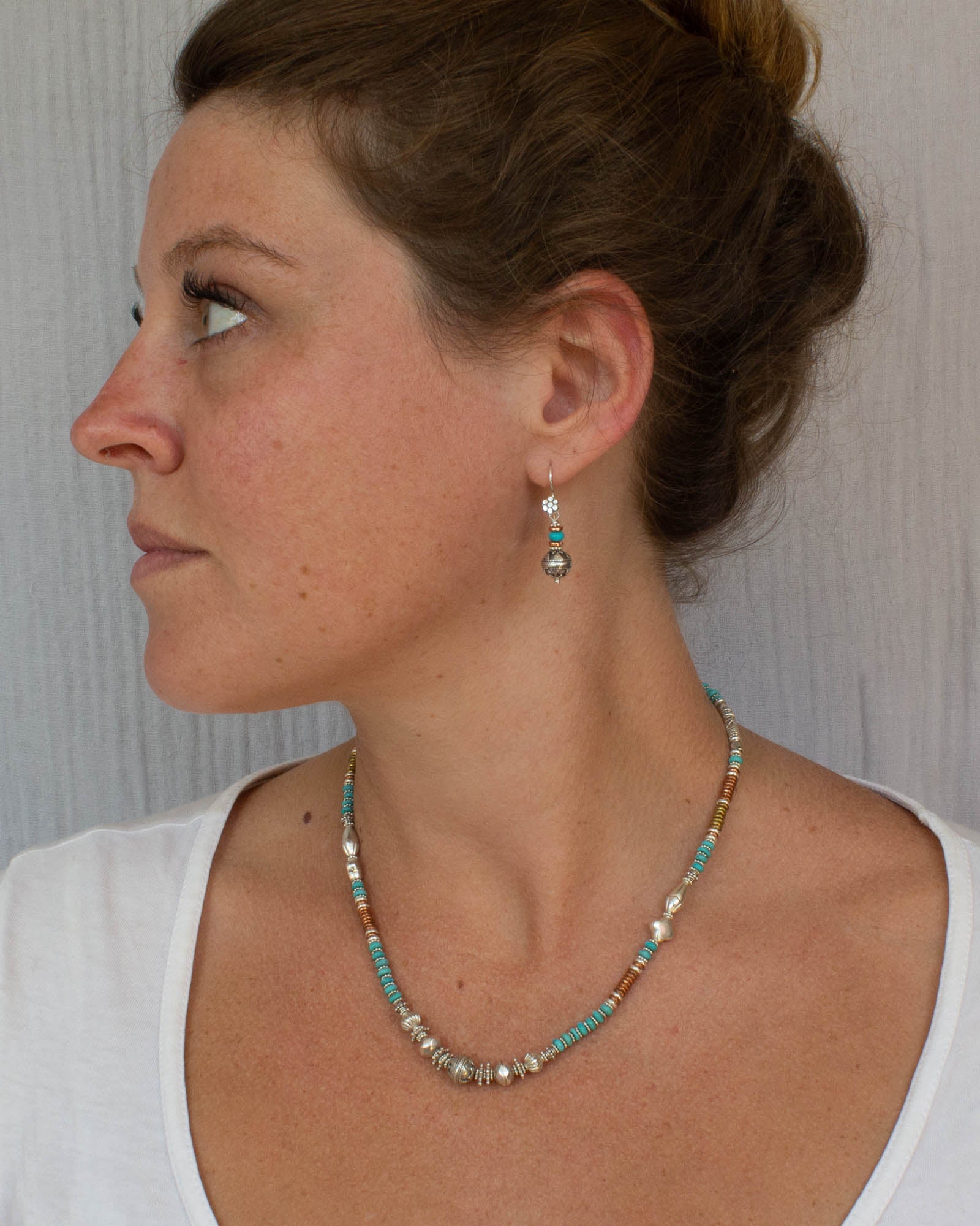 Mixed Metals and Gemstone Feature Bead Necklace - Beyond Biasa