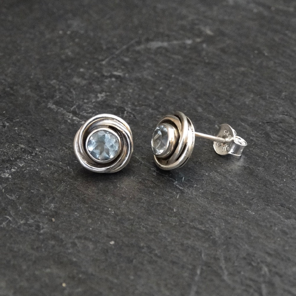 Silver Nest Gemstone Stud Earrings - Beyond Biasa
