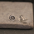 Oxidised Sterling Silver Swirl Stud Earrings - Beyond Biasa