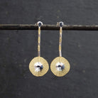 Gold and Silver Scratched Disc Drop Earrings - Beyond Biasa