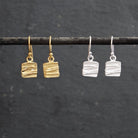 Textured Square Drop Earrings in Sterling Silver or Gold Vermeil - Beyond Biasa