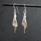 Brushed Silver and Gold Vermeil Flower Drop Earrings - Beyond Biasa
