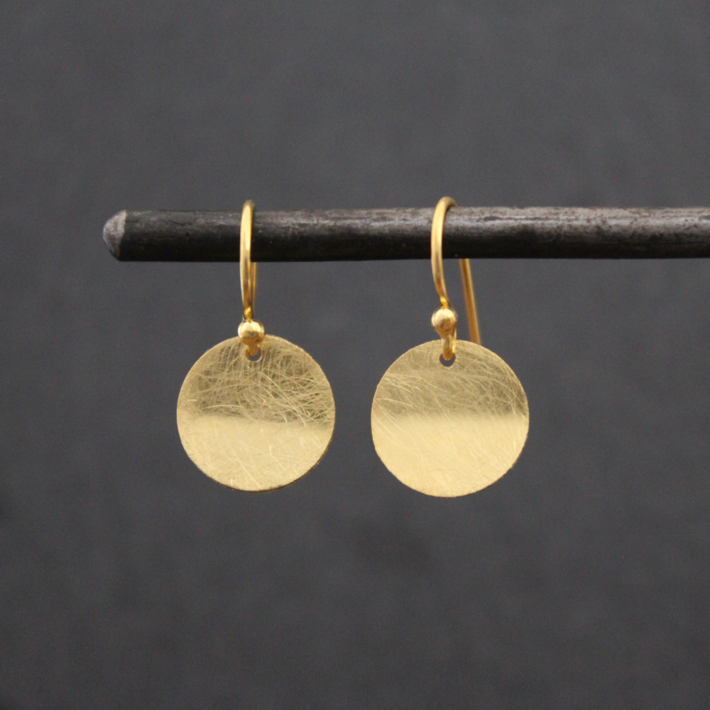 Brushed Disc Earrings Gold - Beyond Biasa