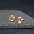 Brushed Rose Gold Irregular Circle Stud Earrings - Beyond Biasa