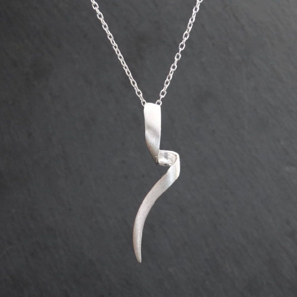 Brushed Silver Twist Pendant - Beyond Biasa